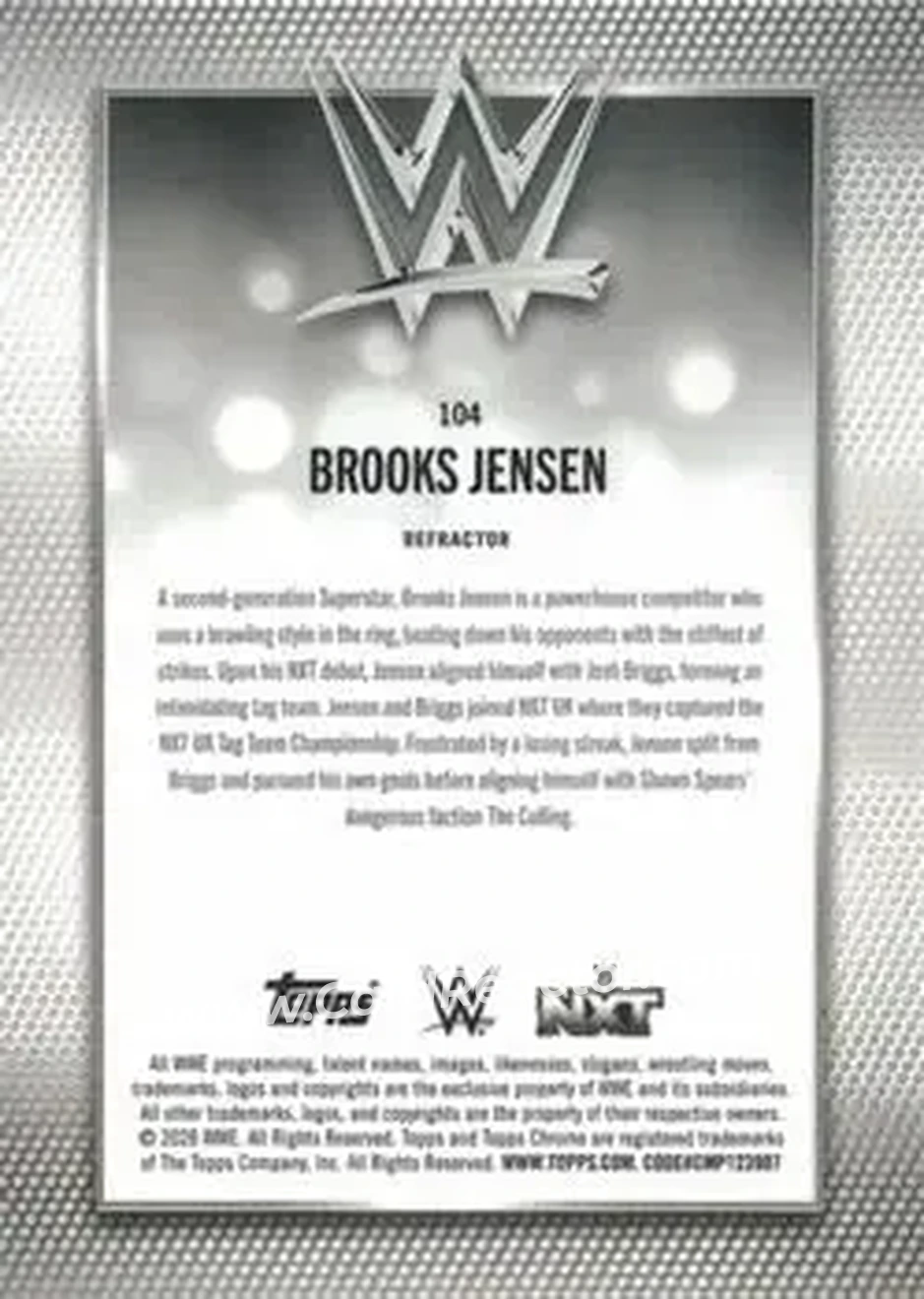 2026 Topps Chrome WWE - Refractor #104 - Brooks Jensen - Back