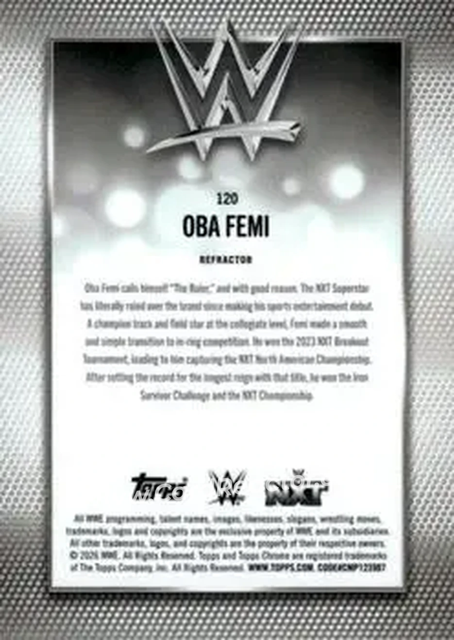 2026 Topps Chrome WWE - Refractor #120 - Oba Femi - Back