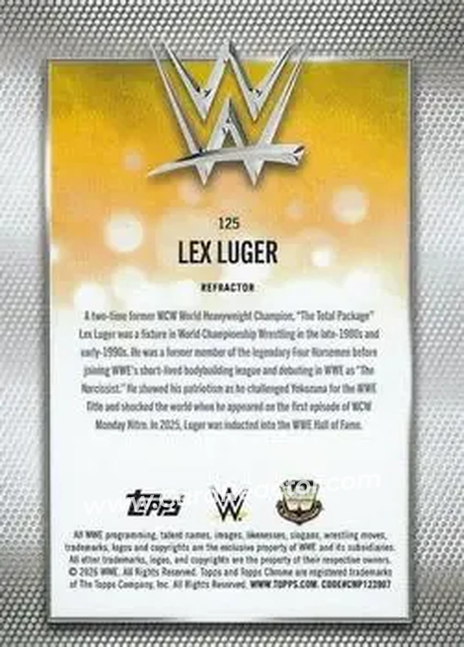 2026 Topps Chrome WWE - Refractor #125 - Lex Luger - Back 2026 Topps Chrome WWE - Refractor #125 - Lex Luger - Back