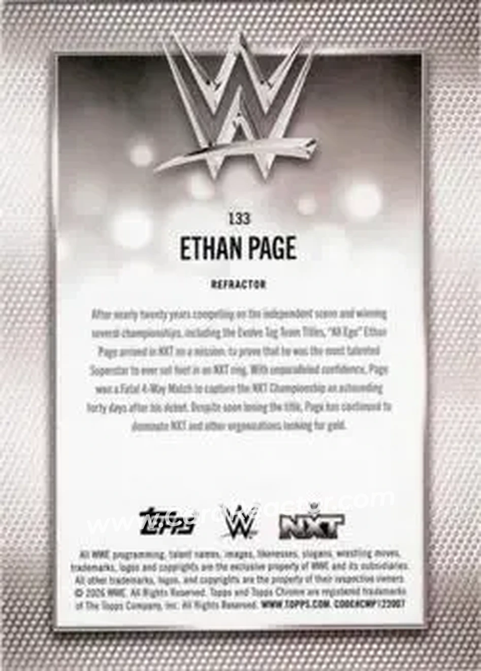 2026 Topps Chrome WWE - Refractor #133 - Ethan Page - Back 2026 Topps Chrome WWE - Refractor #133 - Ethan Page - Back