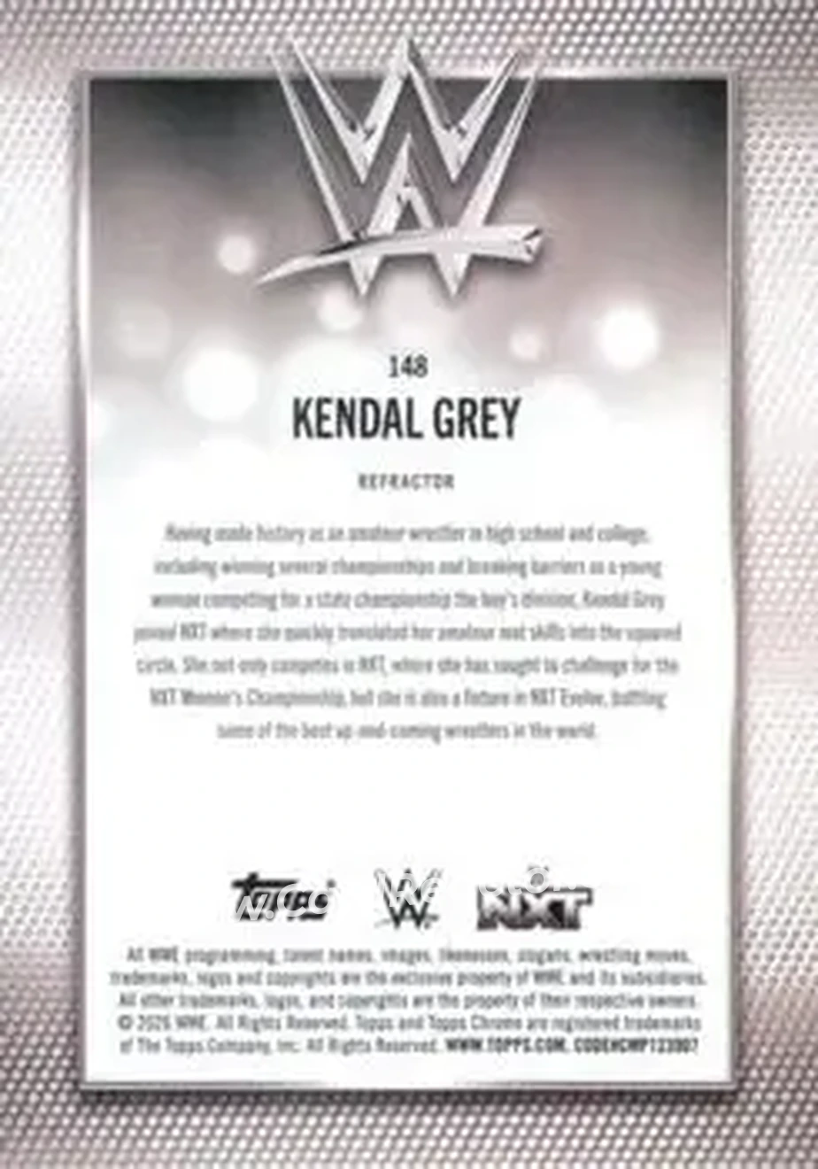 2026 Topps Chrome WWE - Refractor #148 - Kendal Grey - Back