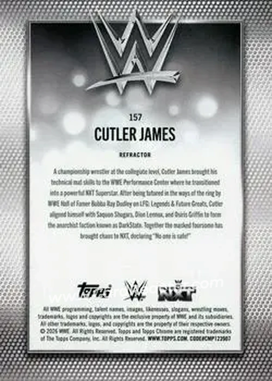 2026 Topps Chrome WWE - Refractor #157 - Cutler James - Back