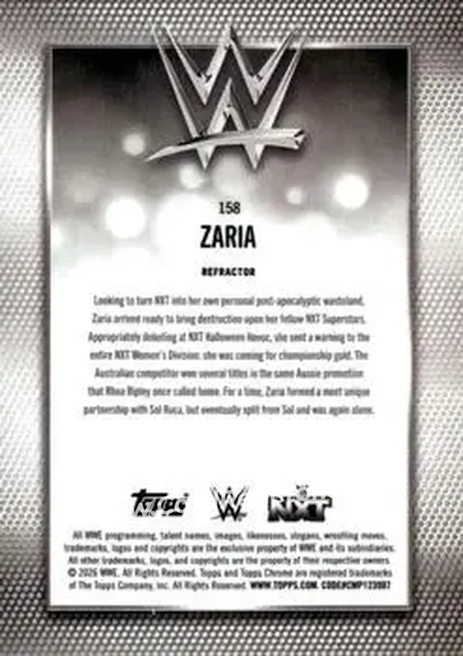 2026 Topps Chrome WWE - Refractor #158 - Zaria - Back