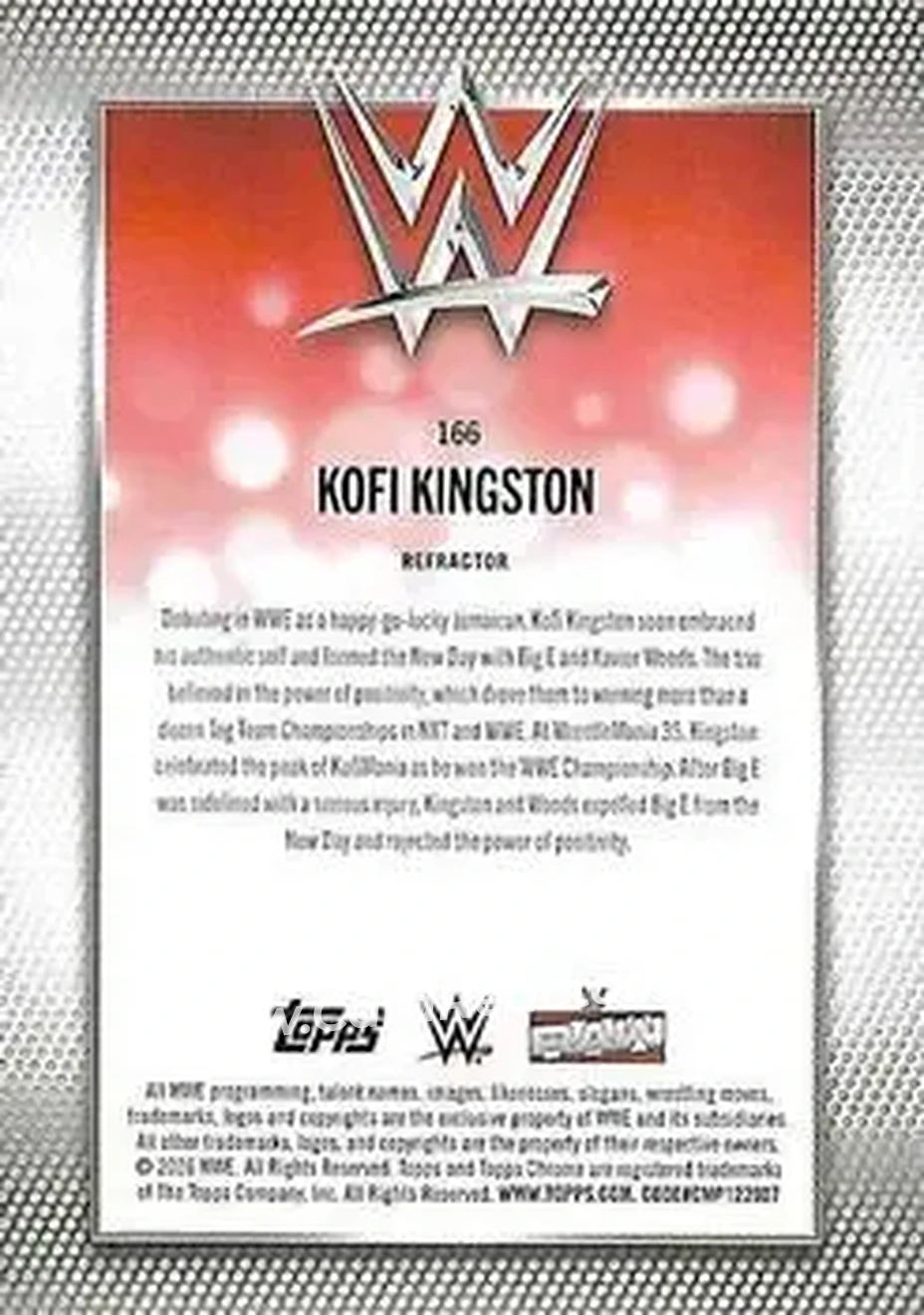 2026 Topps Chrome WWE - Refractor #166 - Kofi Kingston - Back
