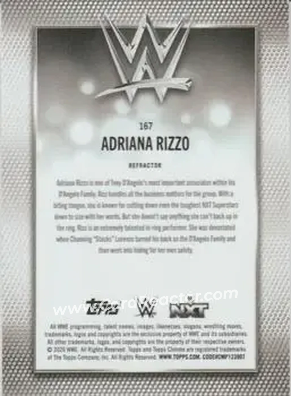 2026 Topps Chrome WWE - Refractor #167 - Adriana Rizzo - Back