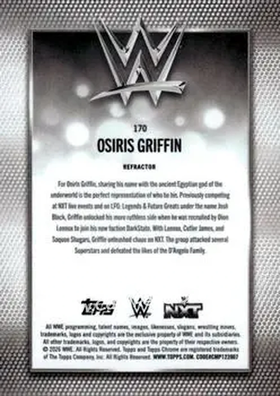 2026 Topps Chrome WWE - Refractor #170 - Osiris Griffin - Back