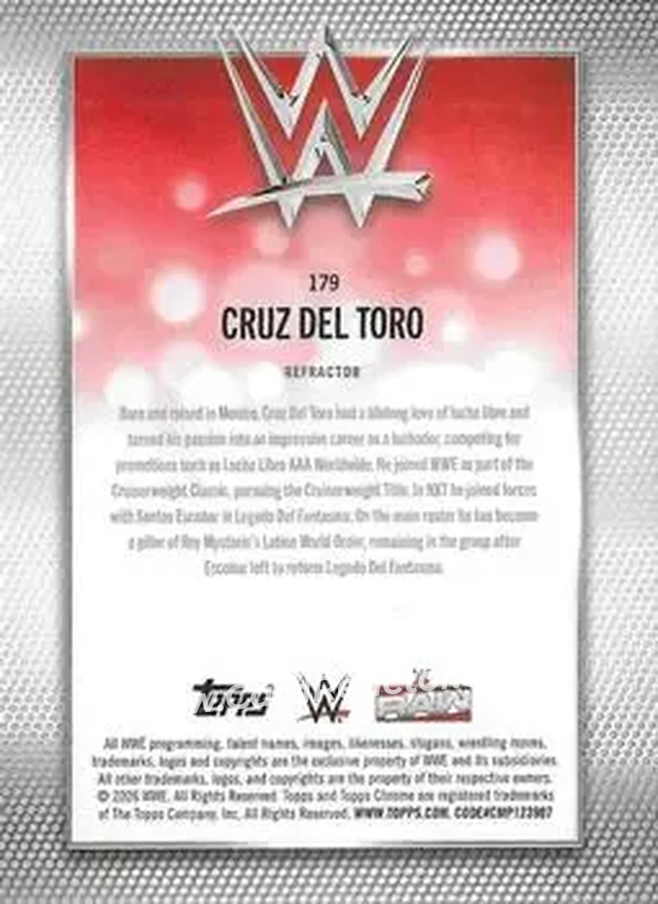 2026 Topps Chrome WWE - Refractor #179 - Cruz Del Toro - Back