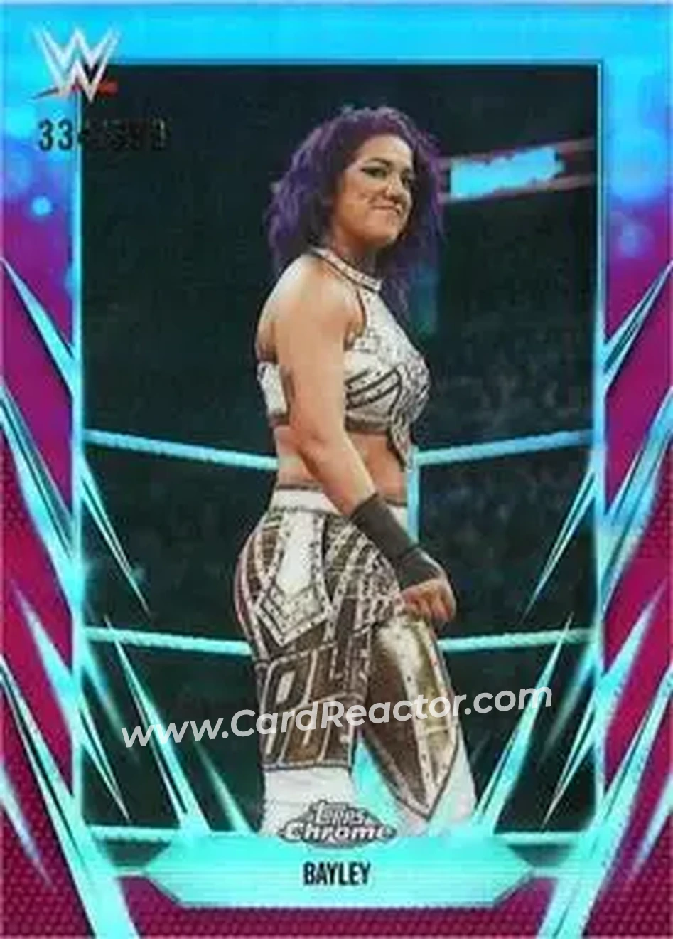 2026 Topps Chrome WWE - Magenta Refractor #19 - Bayley - Front 2026 Topps Chrome WWE - Magenta Refractor #19 - Bayley - Front