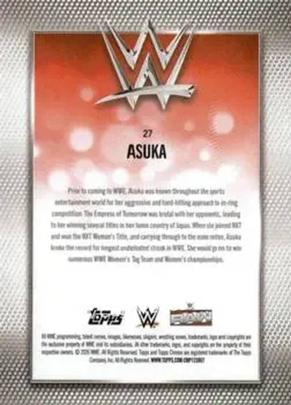 2026 Topps Chrome WWE - Magenta Refractor #27 - Asuka - Back
