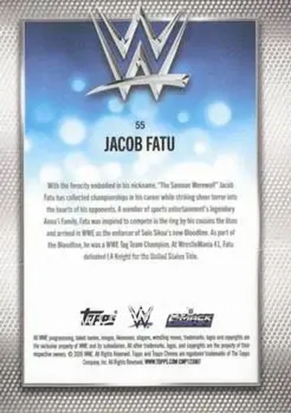 2026 Topps Chrome WWE - Magenta Refractor #55 - Jacob Fatu - Back