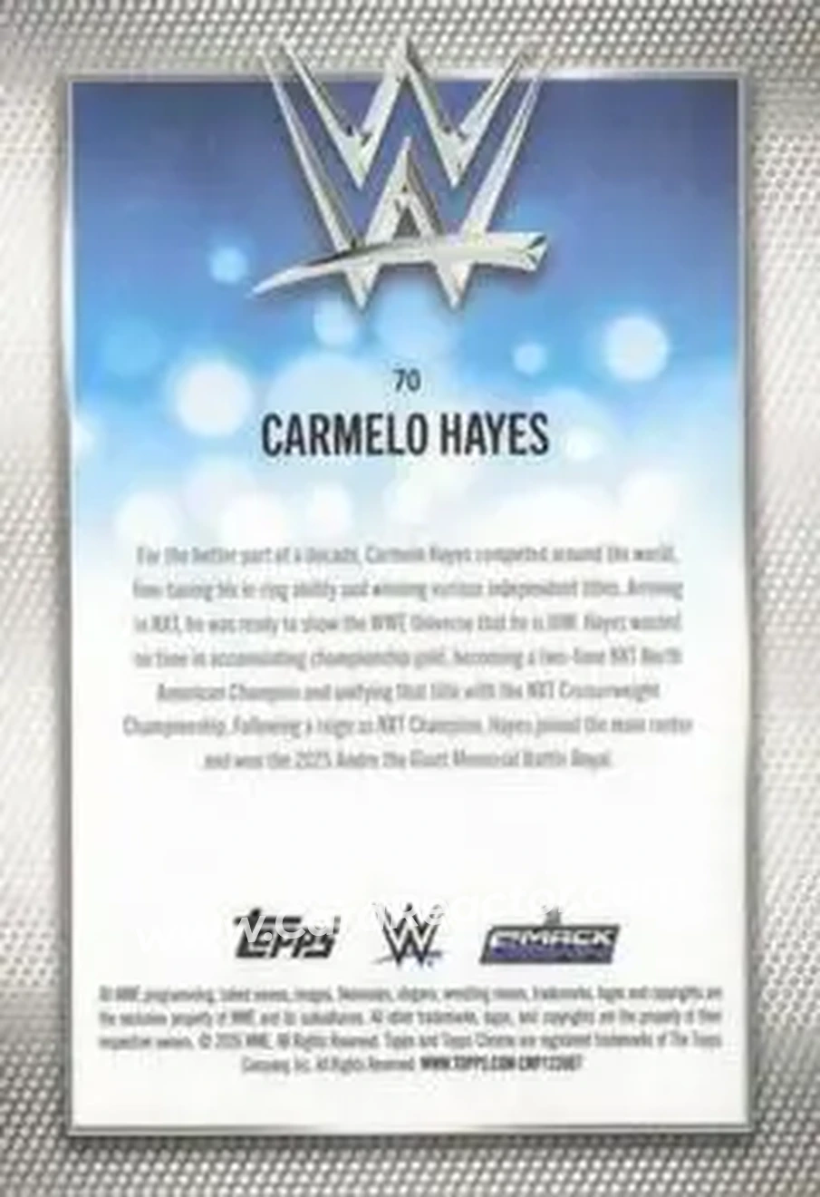 2026 Topps Chrome WWE - Magenta Refractor #70 - Carmelo Hayes - Back