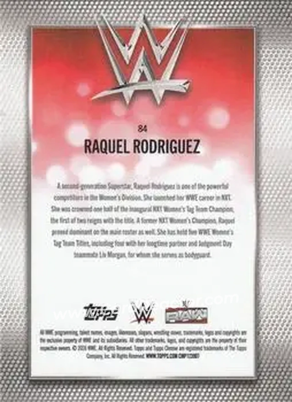 2026 Topps Chrome WWE - Magenta Refractor #84 - Raquel Rodriguez - Back 2026 Topps Chrome WWE - Magenta Refractor #84 - Raquel Rodriguez - Back