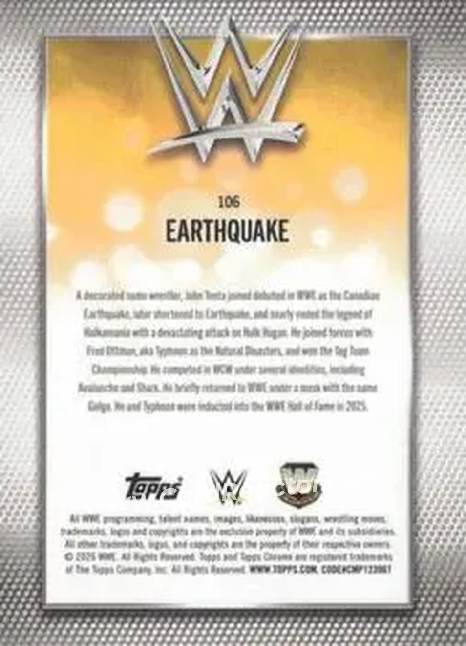 2026 Topps Chrome WWE - Magenta Refractor #106 - Earthquake - Back