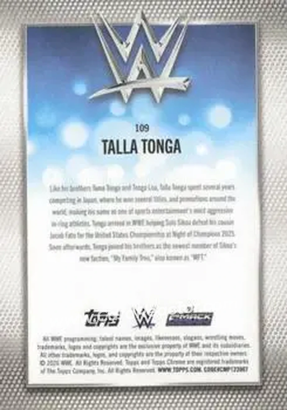 2026 Topps Chrome WWE - Magenta Refractor #109 - Talla Tonga - Back