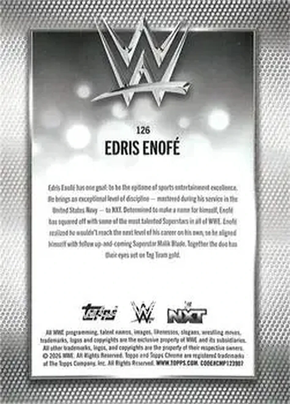 2026 Topps Chrome WWE - Magenta Refractor #126 - Edris Enofe - Back