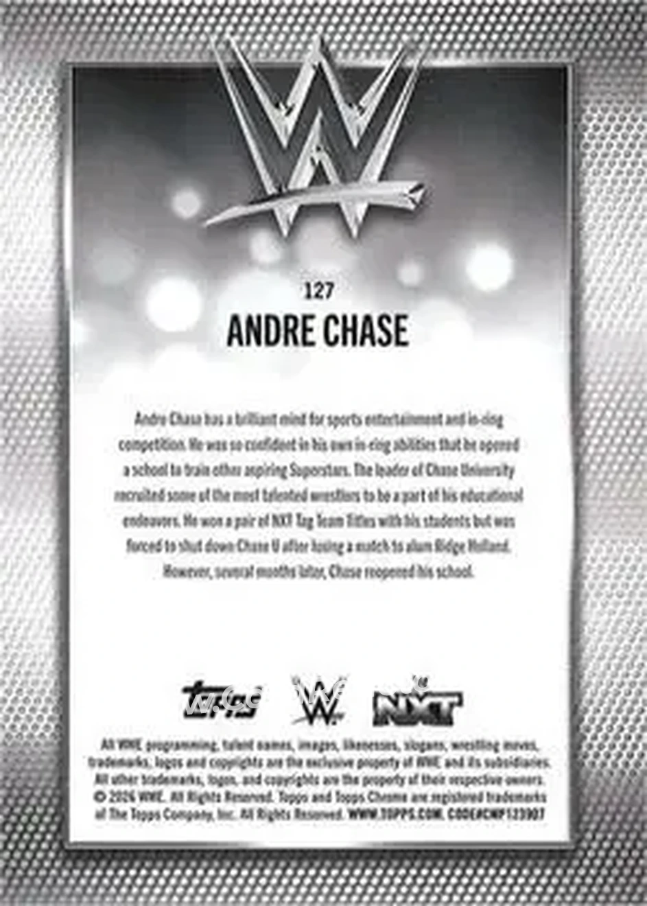 2026 Topps Chrome WWE - Magenta Refractor #127 - Andre Chase - Back
