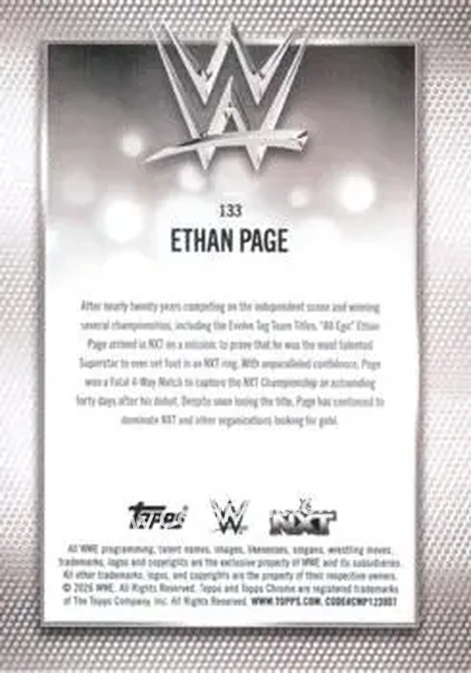 2026 Topps Chrome WWE - Magenta Refractor #133 - Ethan Page - Back 2026 Topps Chrome WWE - Magenta Refractor #133 - Ethan Page - Back