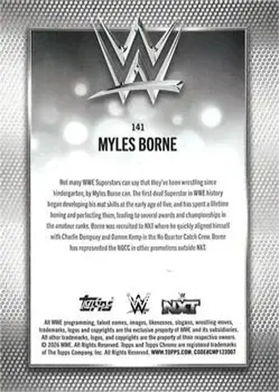 2026 Topps Chrome WWE - Magenta Refractor #141 - Myles Borne - Back