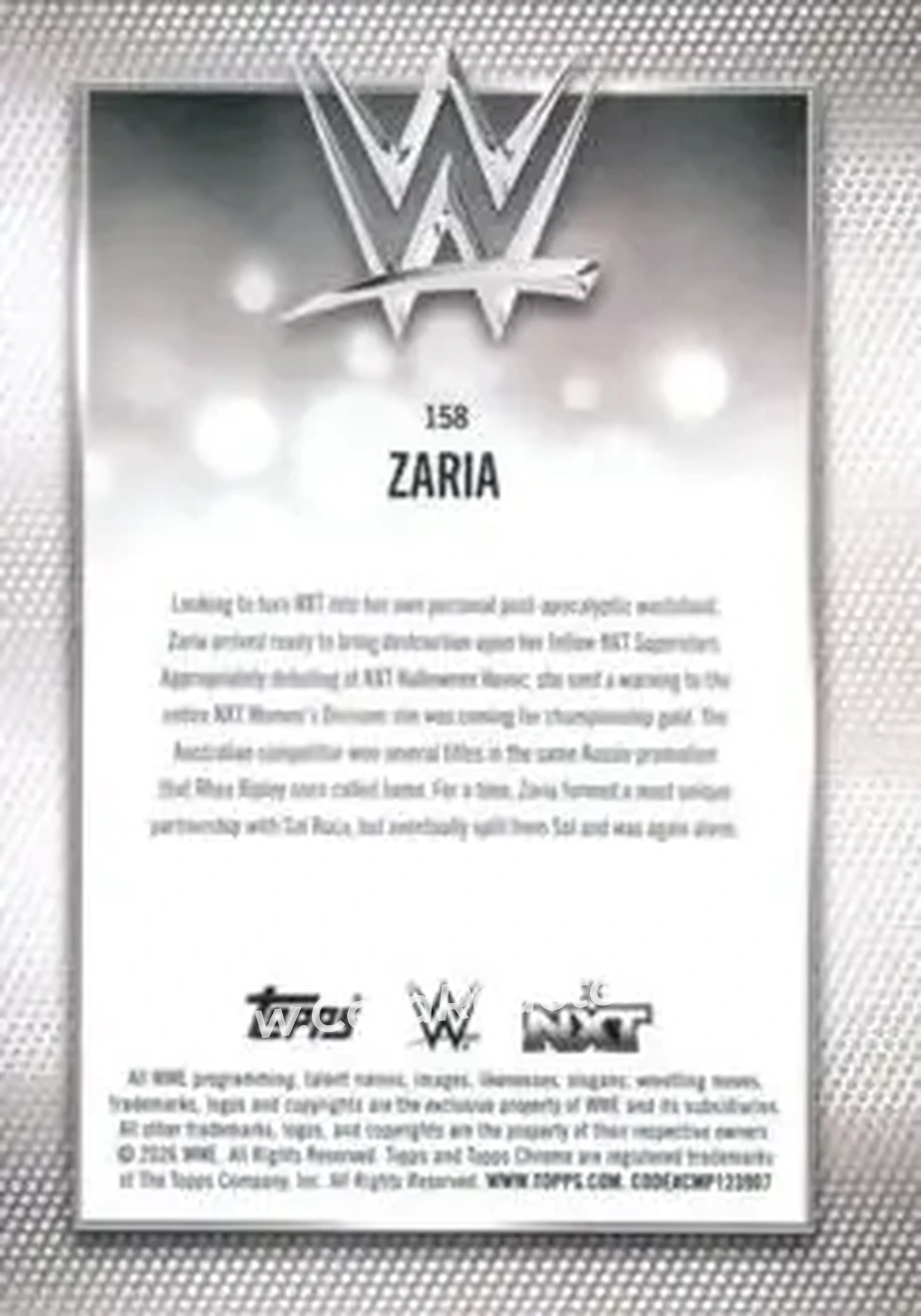 2026 Topps Chrome WWE - Magenta Refractor #158 - Zaria - Back