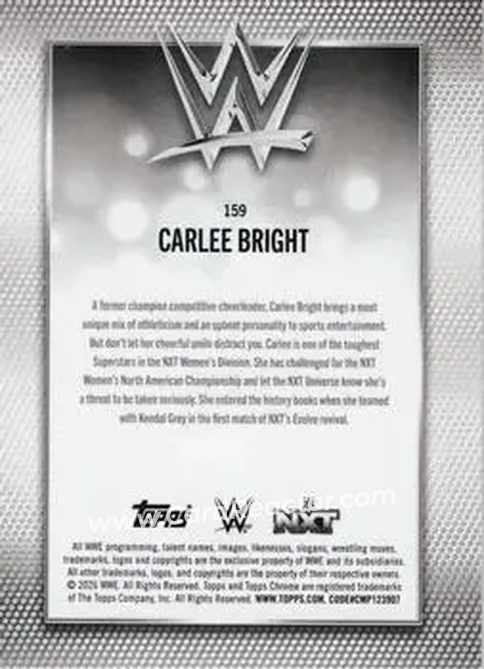 2026 Topps Chrome WWE - Magenta Refractor #159 - Carlee Bright - Back