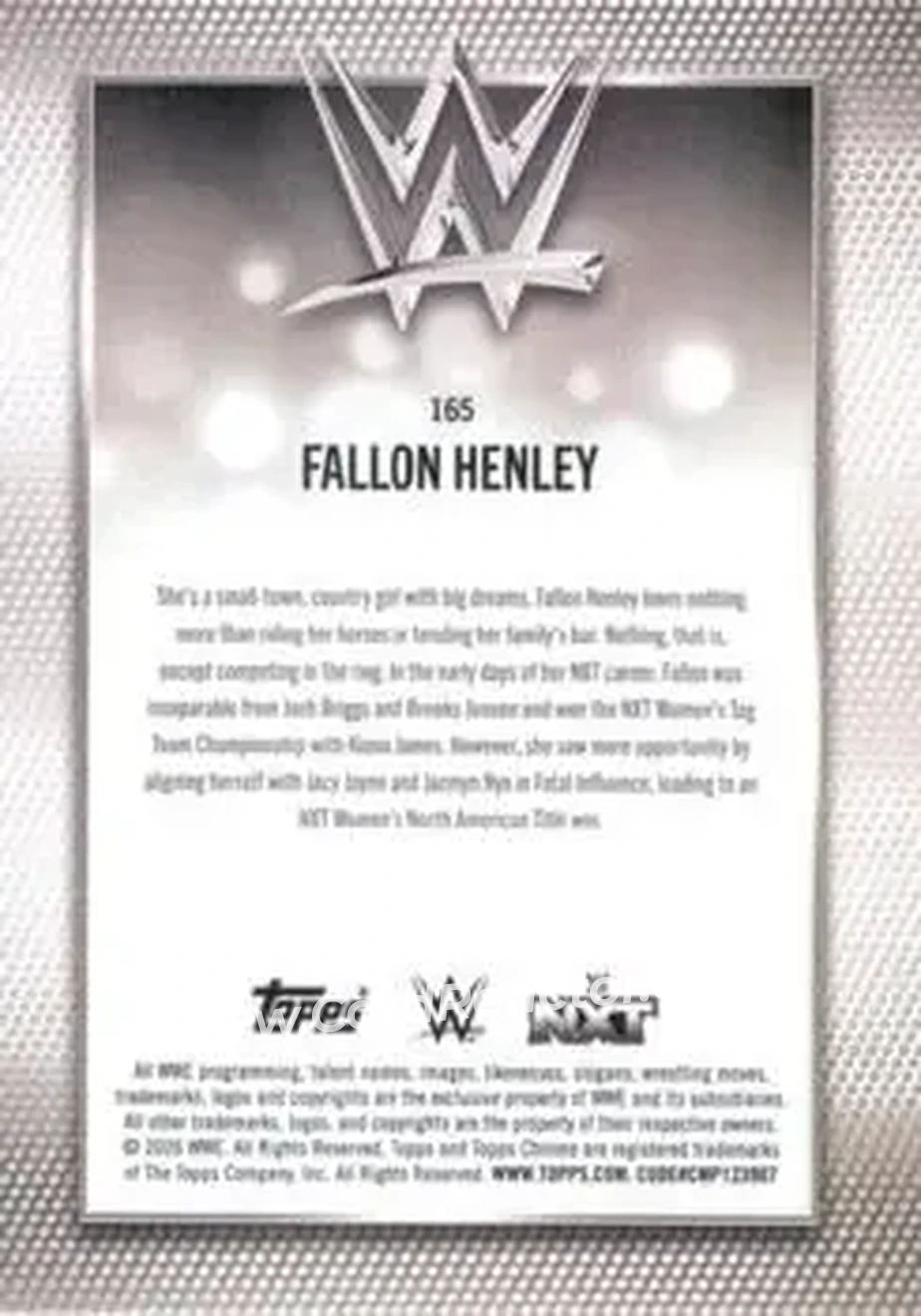 2026 Topps Chrome WWE - Magenta Refractor #165 - Fallon Henley - Back
