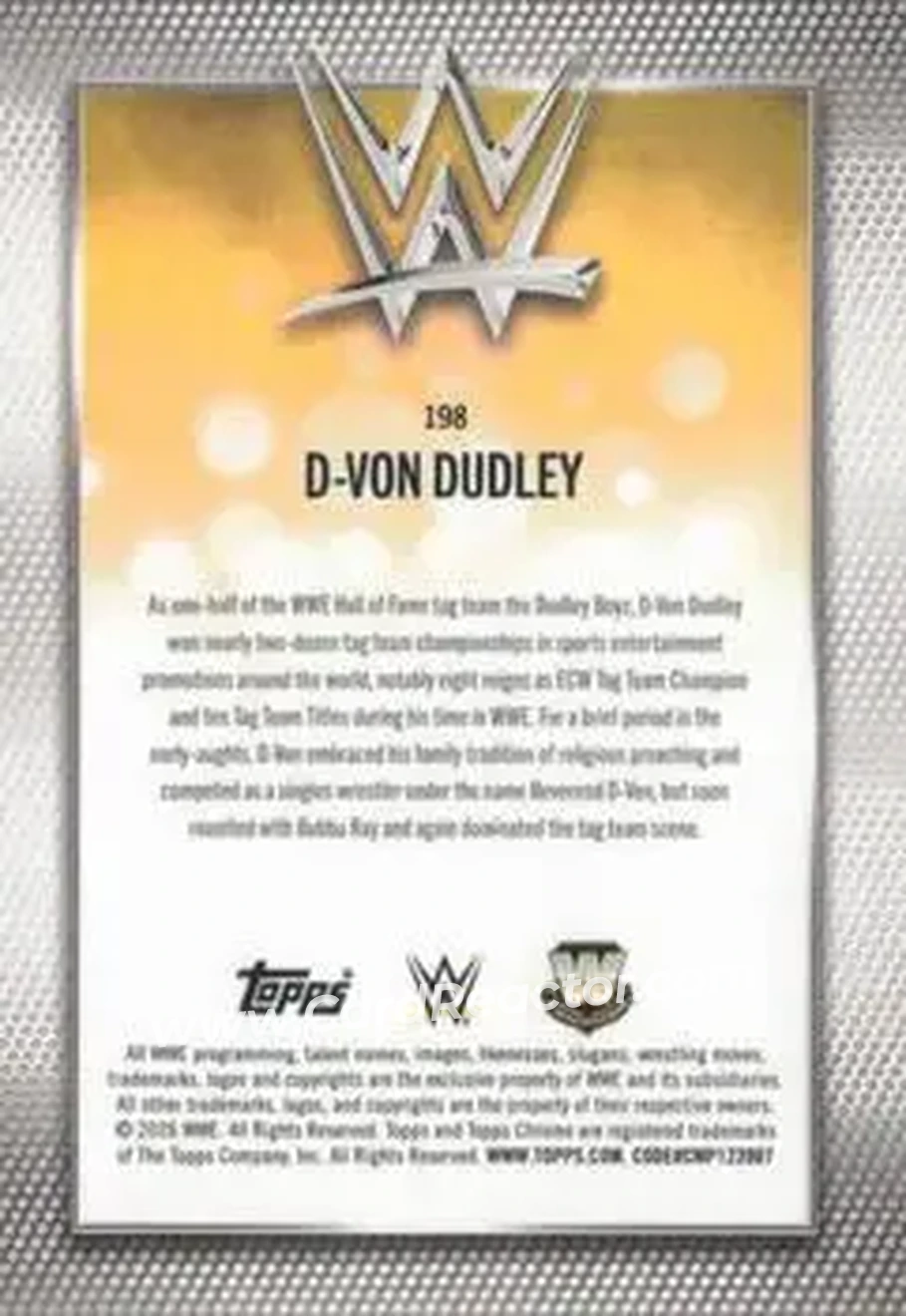 2026 Topps Chrome WWE - Magenta Refractor #198 - D-Von Dudley - Back