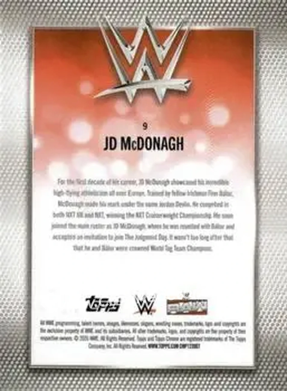 2026 Topps Chrome WWE - Teal Refractor #9 - JD McDonagh - Back 2026 Topps Chrome WWE - Teal Refractor #9 - JD McDonagh - Back
