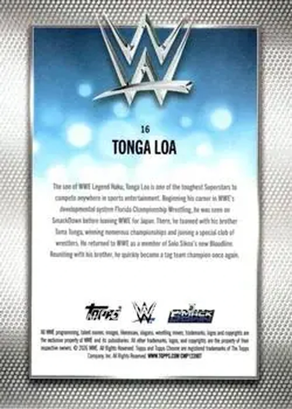 2026 Topps Chrome WWE - Teal Refractor #16 - Tonga Loa - Back