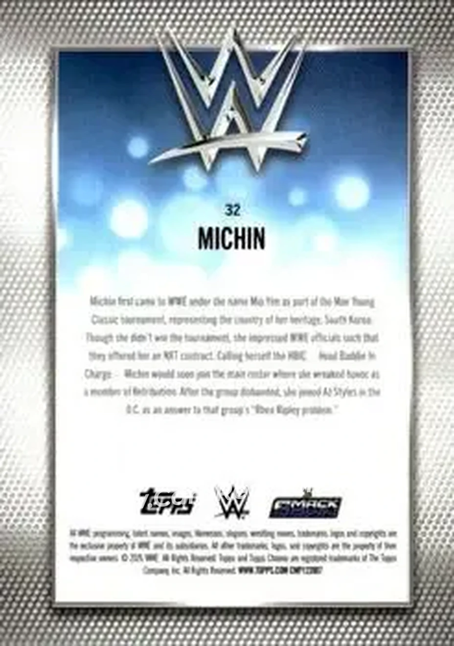 2026 Topps Chrome WWE - Teal Refractor #32 - Michin - Back 2026 Topps Chrome WWE - Teal Refractor #32 - Michin - Back