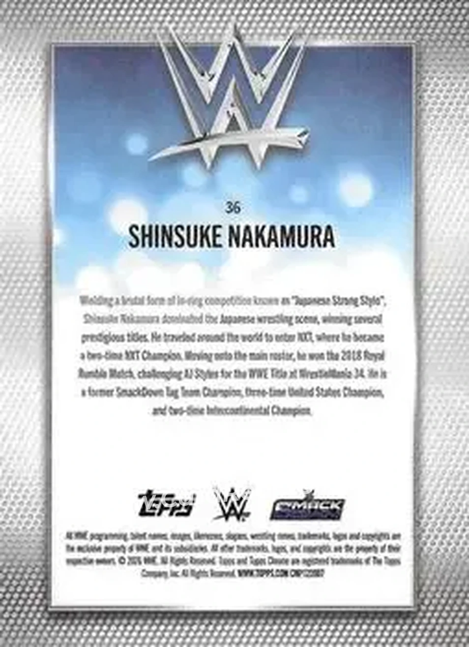 2026 Topps Chrome WWE - Teal Refractor #36 - Shinsuke Nakamura - Back