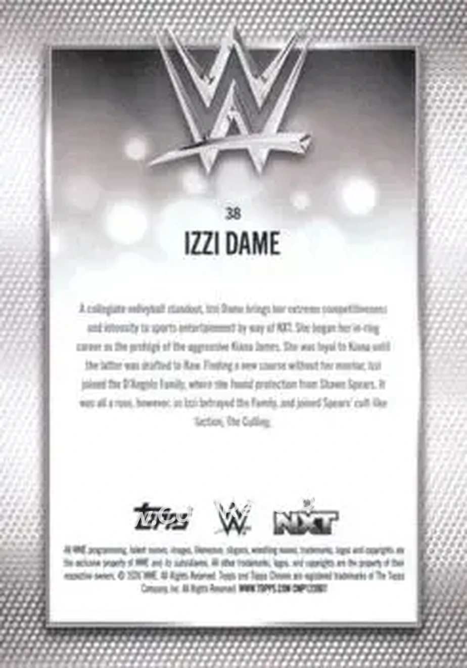 2026 Topps Chrome WWE - Teal Refractor #38 - Izzi Dame - Back 2026 Topps Chrome WWE - Teal Refractor #38 - Izzi Dame - Back