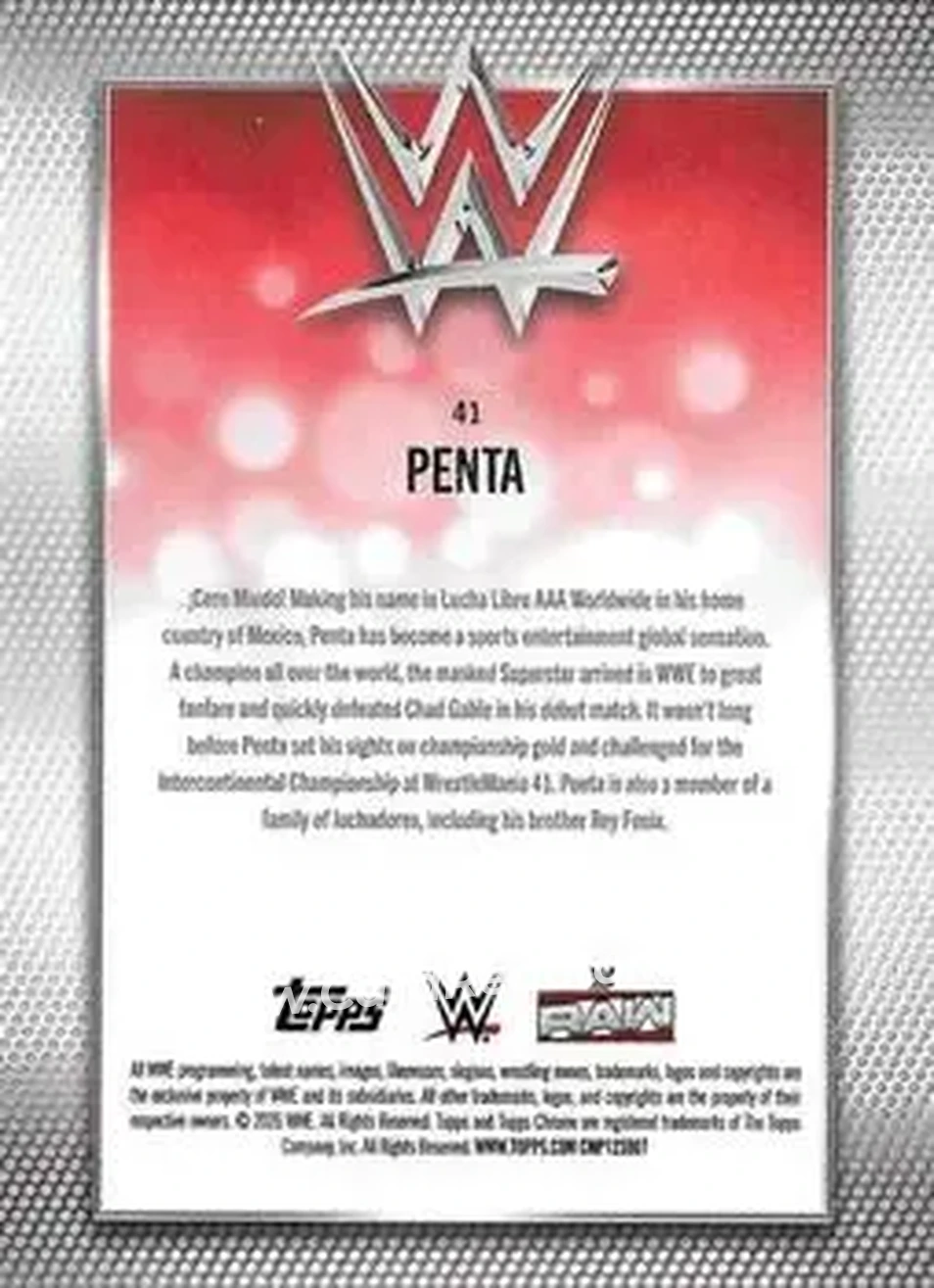 2026 Topps Chrome WWE - Teal Refractor #41 - Penta - Back