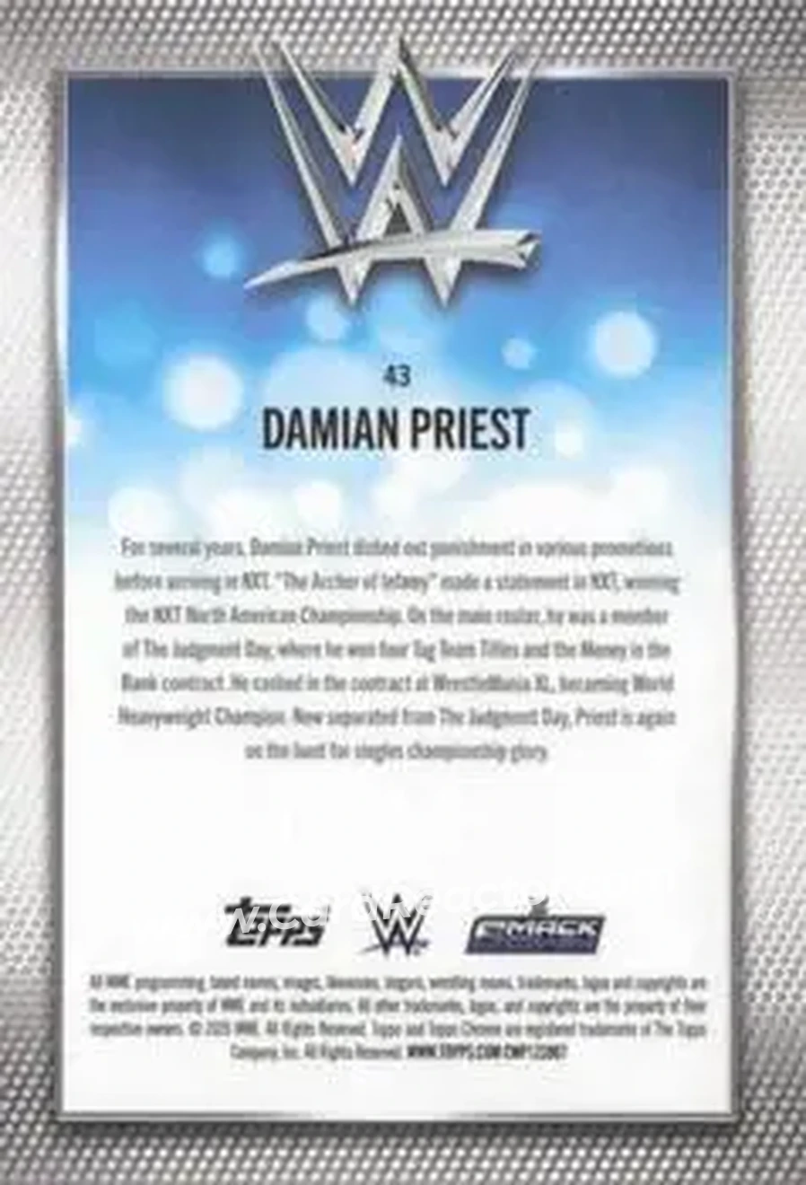2026 Topps Chrome WWE - Teal Refractor #43 - Damian Priest - Back