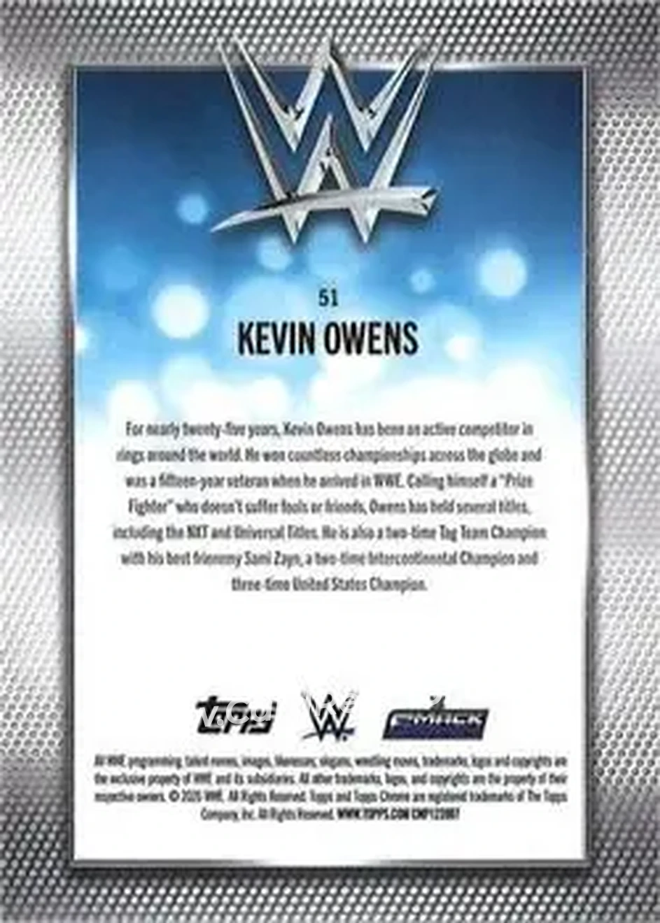 2026 Topps Chrome WWE - Teal Refractor #51 - Kevin Owens - Back