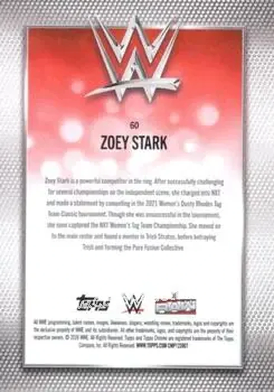2026 Topps Chrome WWE - Teal Refractor #60 - Zoey Stark - Back 2026 Topps Chrome WWE - Teal Refractor #60 - Zoey Stark - Back
