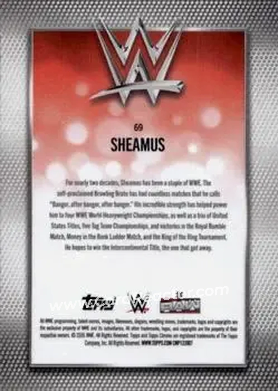 2026 Topps Chrome WWE - Teal Refractor #69 - Sheamus - Back 2026 Topps Chrome WWE - Teal Refractor #69 - Sheamus - Back