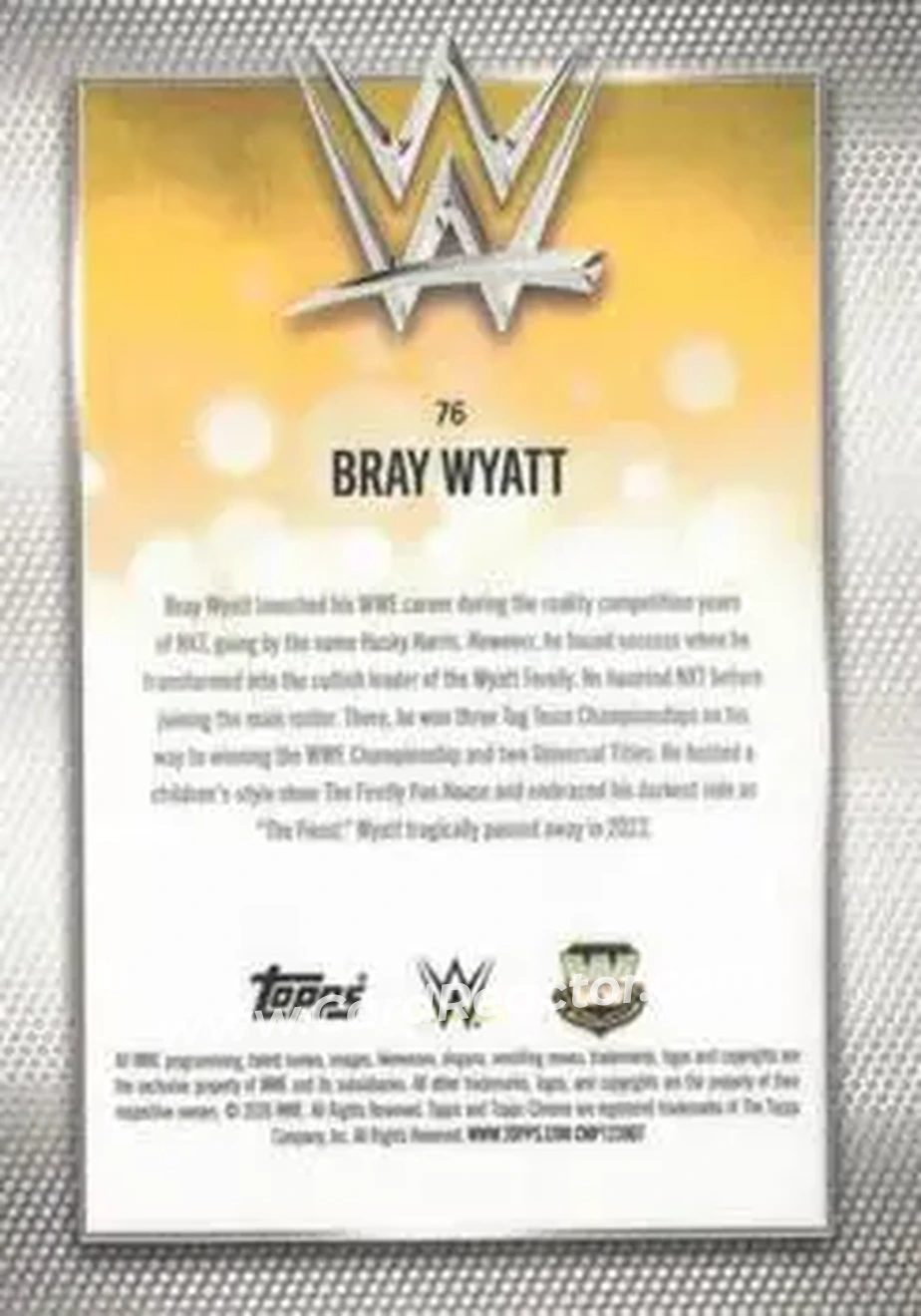 2026 Topps Chrome WWE - Teal Refractor #76 - "The Fiend" Bray Wyatt - Back