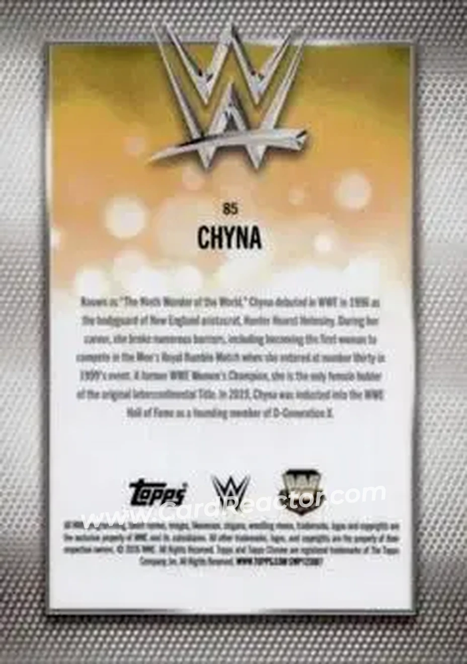 2026 Topps Chrome WWE - Teal Refractor #85 - Chyna - Back 2026 Topps Chrome WWE - Teal Refractor #85 - Chyna - Back