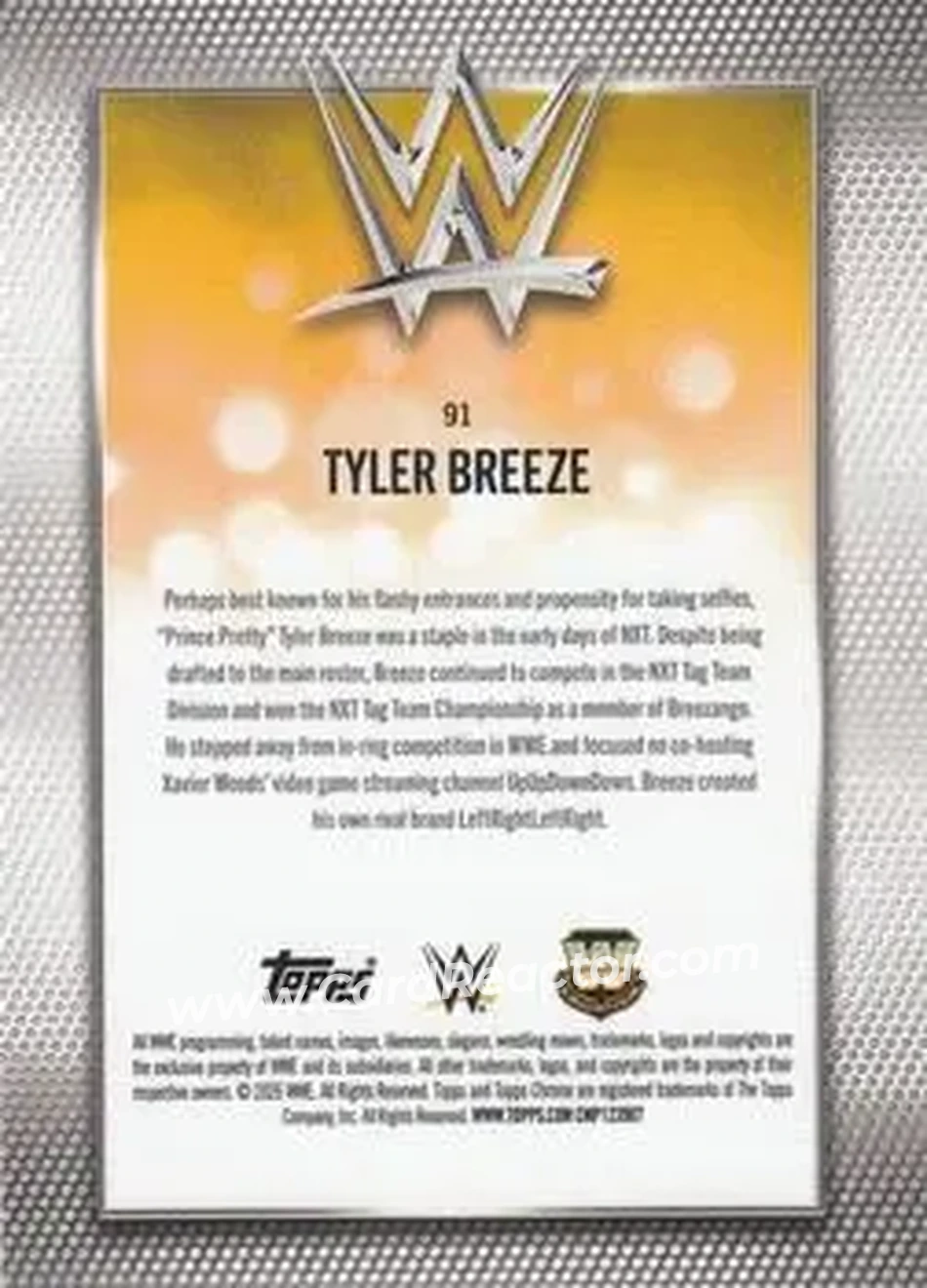 2026 Topps Chrome WWE - Teal Refractor #91 - Tyler Breeze - Back