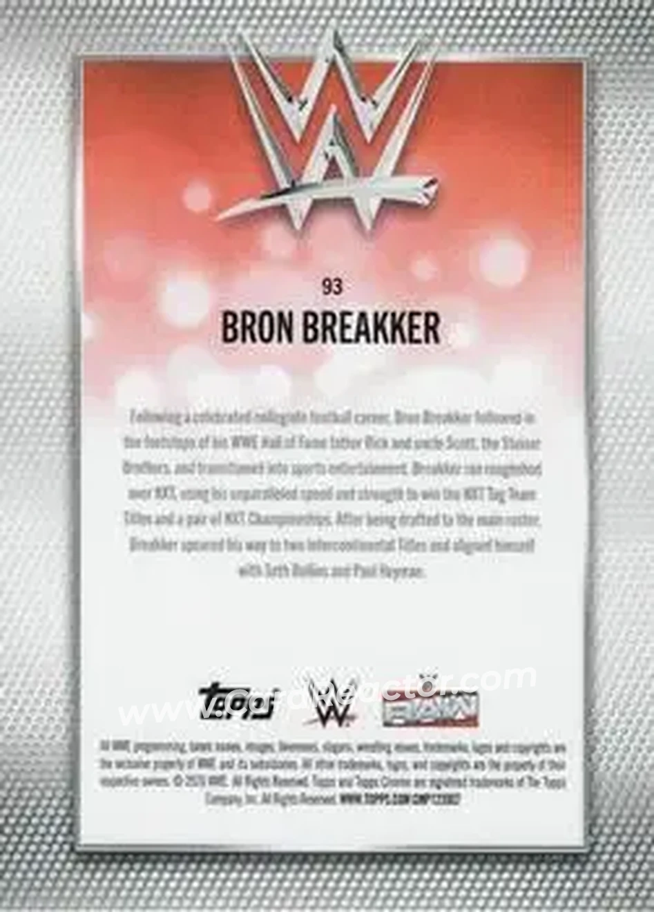 2026 Topps Chrome WWE - Teal Refractor #93 - Bron Breakker - Back 2026 Topps Chrome WWE - Teal Refractor #93 - Bron Breakker - Back