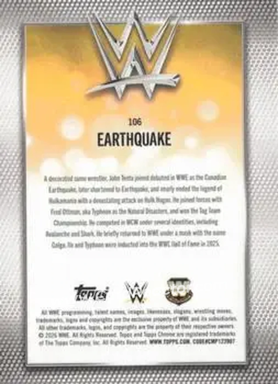 2026 Topps Chrome WWE - Teal Refractor #106 - Earthquake - Back