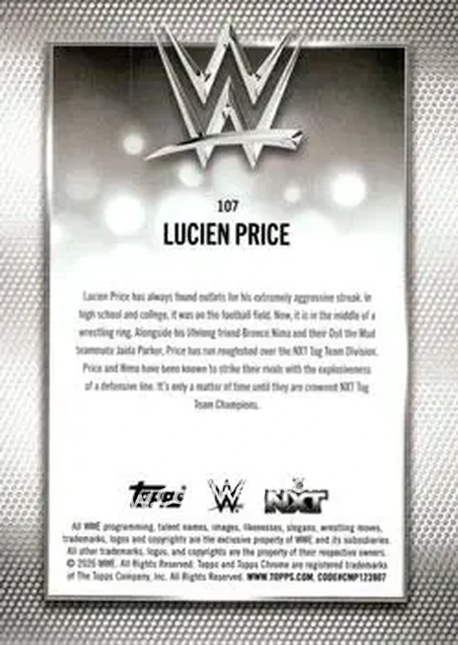 2026 Topps Chrome WWE - Teal Refractor #107 - Lucien Price - Back