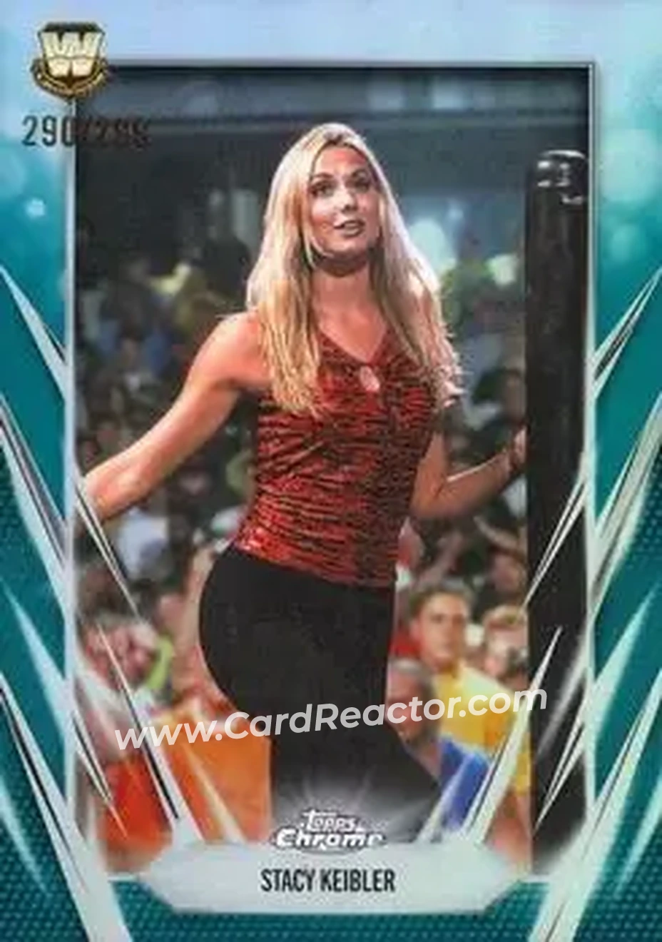 2026 Topps Chrome WWE - Teal Refractor #121 - Stacy Keibler - Front 2026 Topps Chrome WWE - Teal Refractor #121 - Stacy Keibler - Front