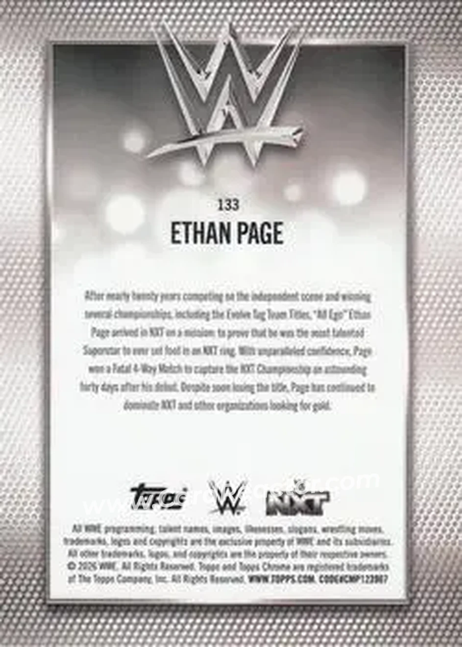 2026 Topps Chrome WWE - Teal Refractor #133 - Ethan Page - Back