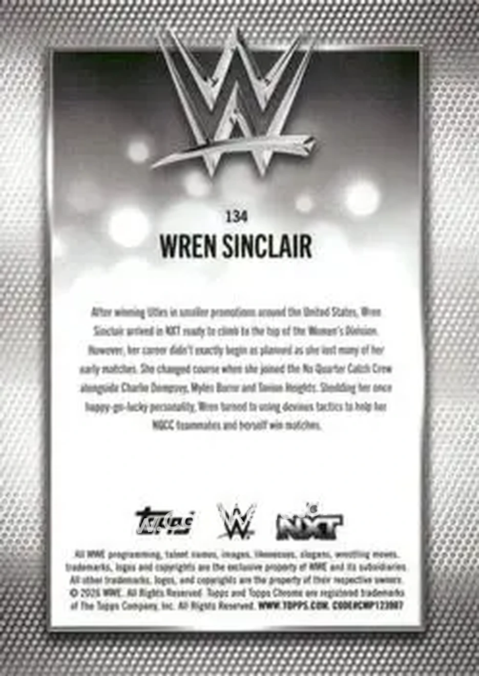 2026 Topps Chrome WWE - Teal Refractor #134 - Wren Sinclair - Back