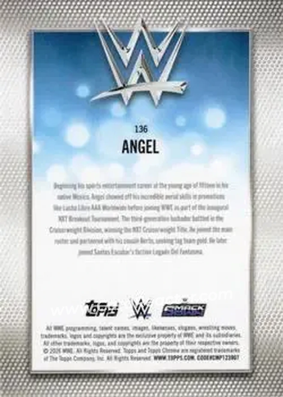 2026 Topps Chrome WWE - Teal Refractor #136 - Angel - Back 2026 Topps Chrome WWE - Teal Refractor #136 - Angel - Back