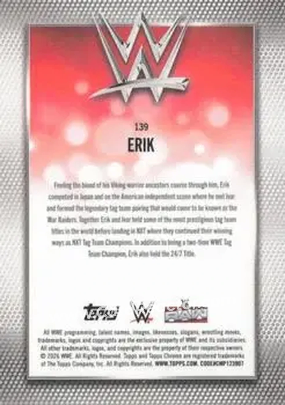 2026 Topps Chrome WWE - Teal Refractor #139 - Erik - Back