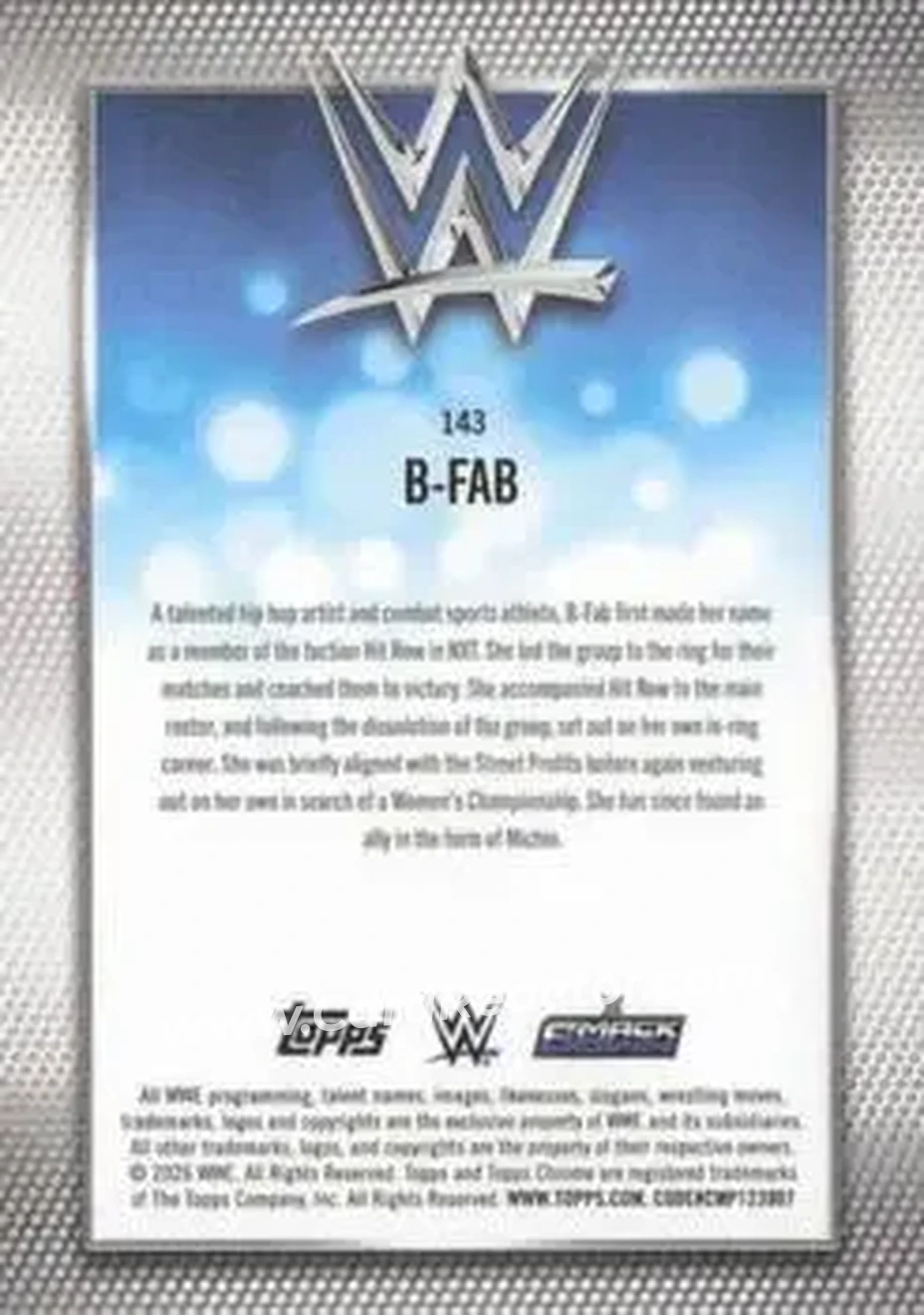 2026 Topps Chrome WWE - Teal Refractor #143 - B-Fab - Back 2026 Topps Chrome WWE - Teal Refractor #143 - B-Fab - Back