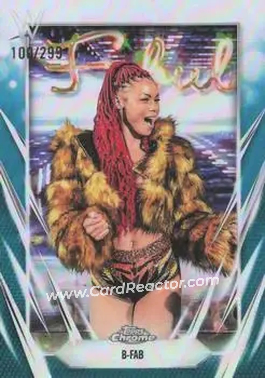 2026 Topps Chrome WWE - Teal Refractor #143 - B-Fab - Front 2026 Topps Chrome WWE - Teal Refractor #143 - B-Fab - Front