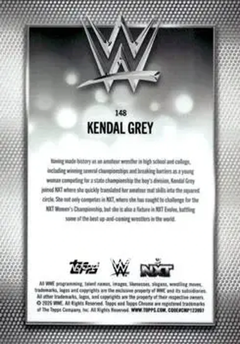 2026 Topps Chrome WWE - Teal Refractor #148 - Kendal Grey - Back